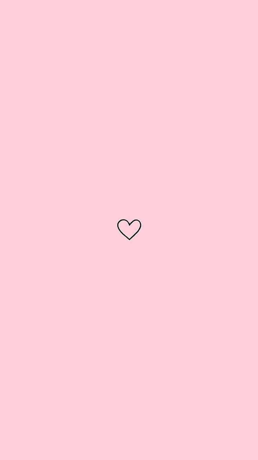 Minimalist Pastel Pink Background With Small Black Heart Outline HD phone wallpaper