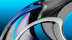 Abstract Chrome and Glass Metallic Texture with Cyan and Blue Gradient Background HD wallpaper
