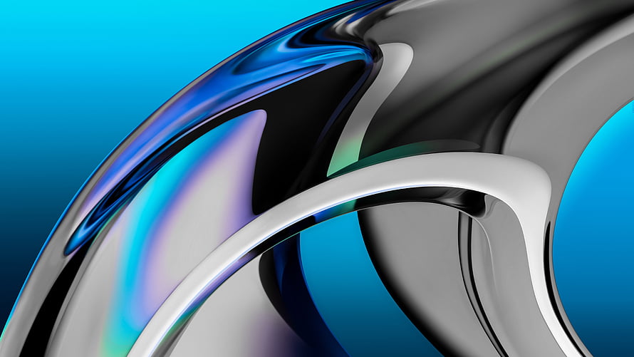 Abstract Chrome and Glass Metallic Texture with Cyan and Blue Gradient Background HD wallpaper