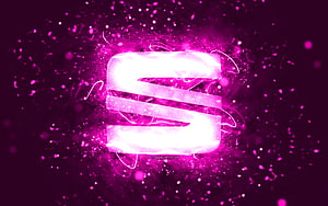 Glowing SEAT Car Brand Logo With Neon Purple Energy Burst And Sparkling Abstract Background HD wallpaper