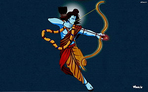 Lord Rama Archery Illustration With Blue Skin And Golden Bow HD wallpaper