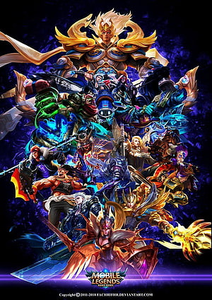 Mobile Legends Bang Bang Character Lineup Poster with Golden Armor and Dark Fantasy Heroes HD phone wallpaper