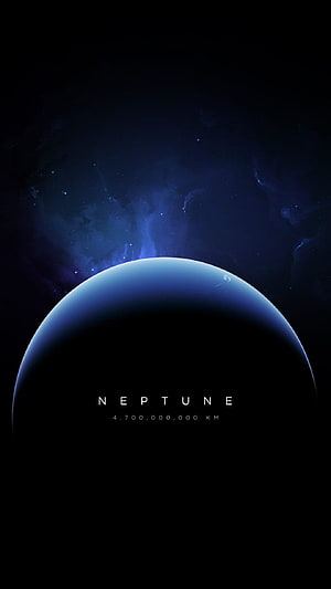 Neptune Planet in Deep Space with Blue Nebula and Starry Background HD phone wallpaper