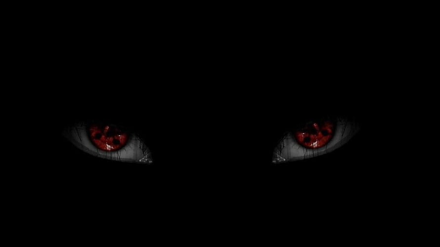 Menacing Demon Eyes Glowing Red in Pitch Black Darkness HD wallpaper