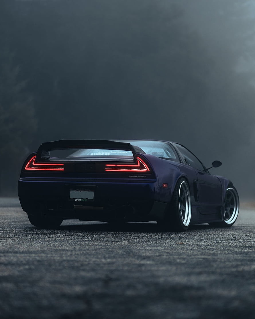 Acura NSX Rear Three-Quarter View with Stance Wheels and LED Taillights in Moody Atmosphere HD phone wallpaper