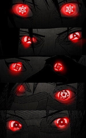 Naruto Mangekyo Sharingan Eye Evolution Collection Featuring Sasuke Itachi Madara and Shisui HD phone wallpaper