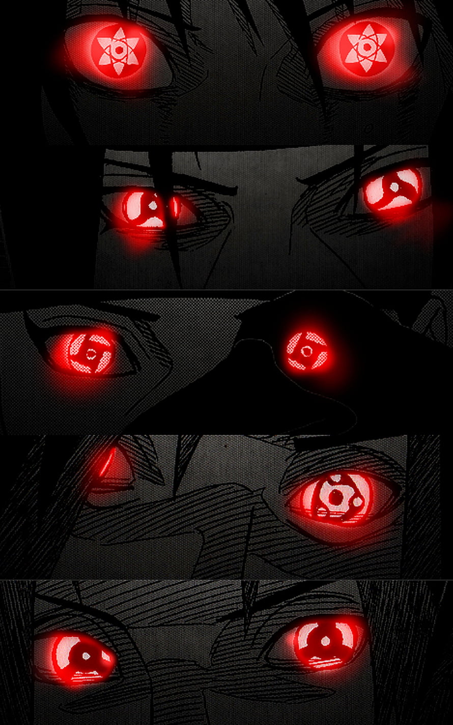 Naruto Mangekyo Sharingan Eye Evolution Collection Featuring Sasuke Itachi Madara and Shisui HD phone wallpaper