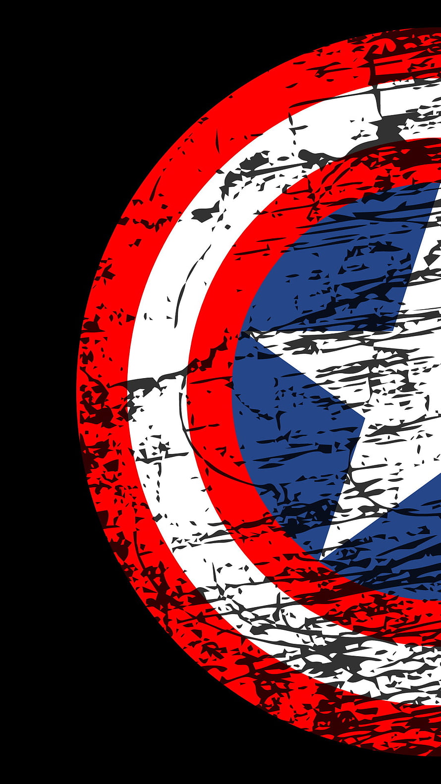 Captain America Shield Grunge Texture on Black Background HD phone wallpaper