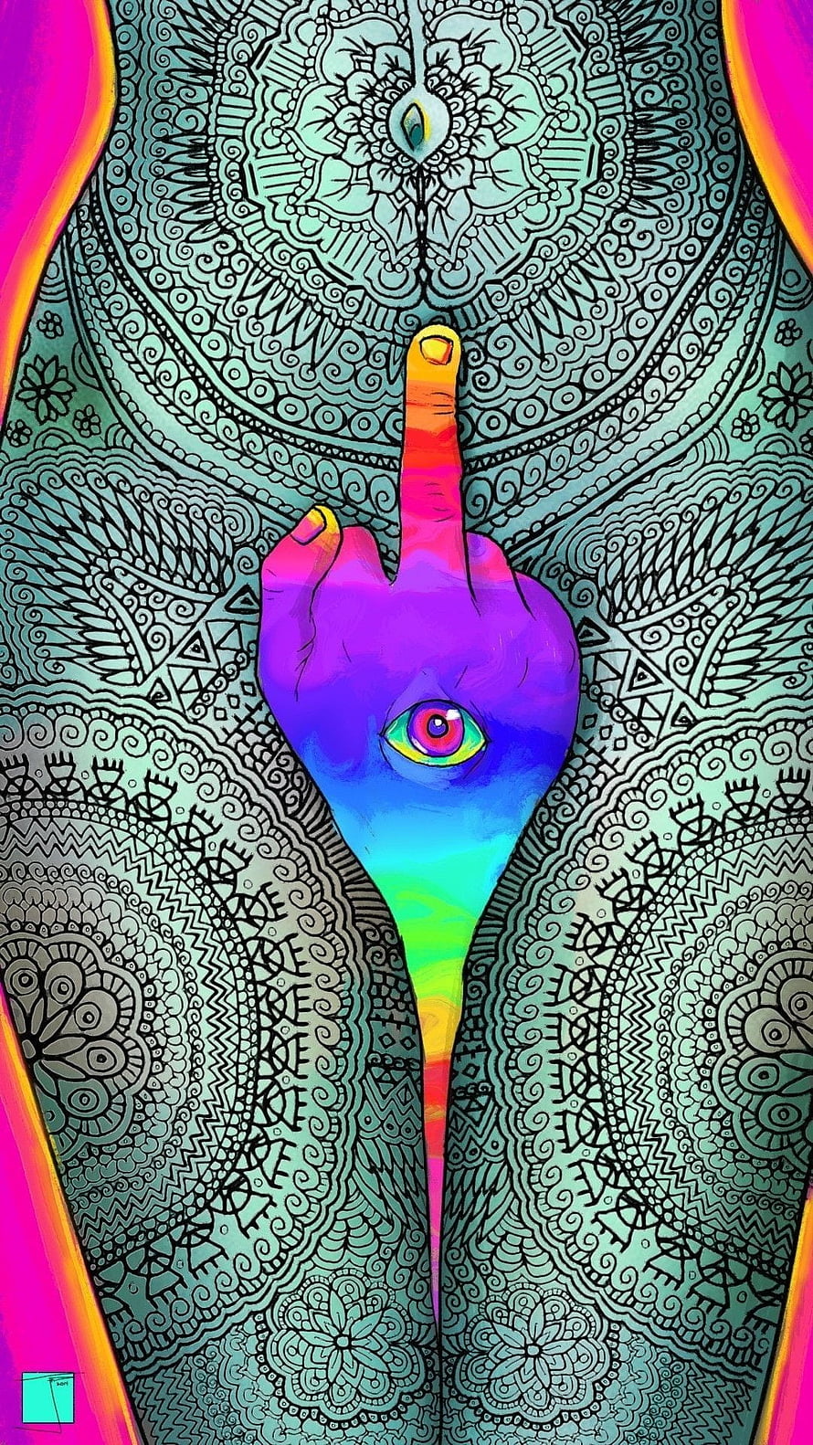 Psychedelic Hand with Eye on Palm Amidst Intricate Mandala Patterns HD phone wallpaper