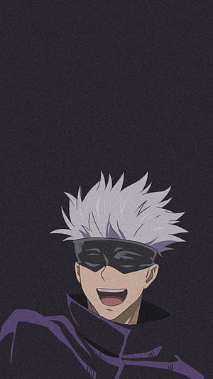 Gojo Satoru Jujutsu Kaisen Anime Character Portrait with White Hair and Black Mask HD phone wallpaper