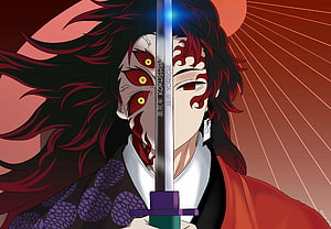 Kokushibo and Yoriichi Tsugikuni Split Portrait Demon Slayer Anime Artwork HD wallpaper