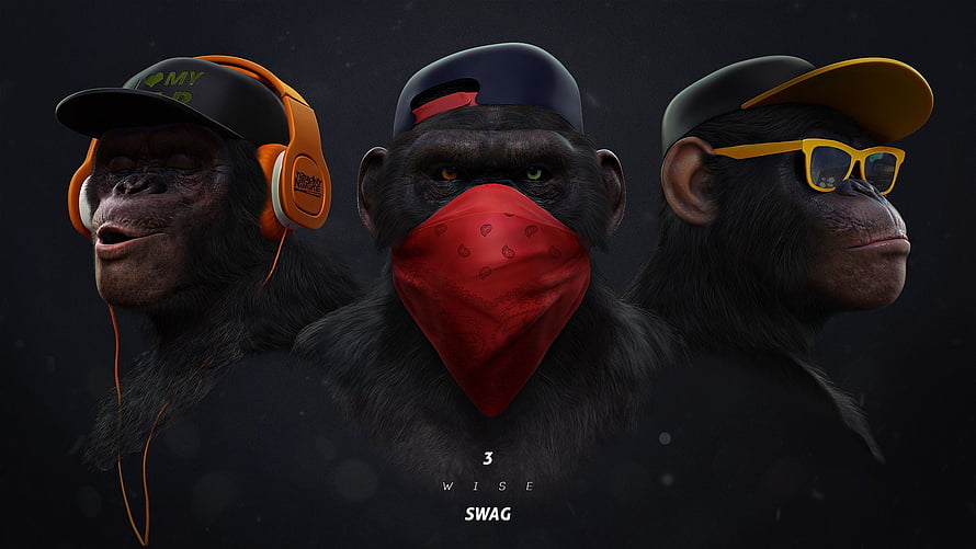 Three Wise Monkeys Swag Digital Art Featuring Streetwear Chimps HD wallpaper