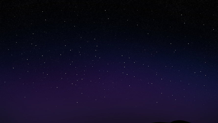 Deep Purple Starry Night Sky with Scattered Stars and Dark Horizon HD wallpaper