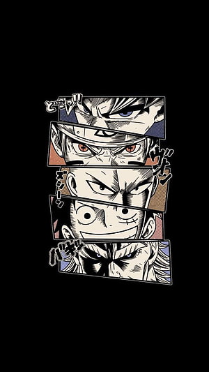 One Piece, Dragon Ball, My Hero Academia, One Punch Man, and Naruto Characters in Manga Panel Style HD phone wallpaper