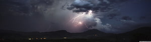 Dramatic Night Lightning Storm Over Dark Mountain Silhouettes HD wallpaper