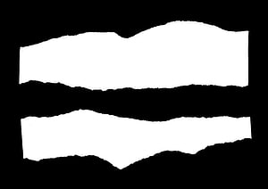 Two horizontal strips of torn white paper with rough edges on a solid black background HD wallpaper