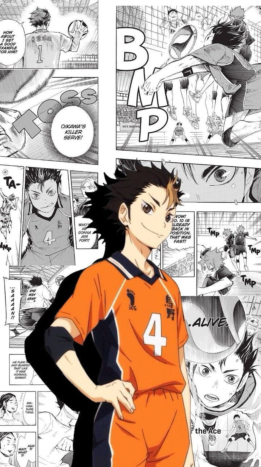 Nishinoya Yuu in Karasuno Orange Jersey Haikyuu Anime Character Wallpaper HD phone wallpaper