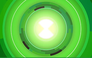 Ben 10 Omnitrix Green Energy Core with Futuristic Circular Interface Design HD wallpaper