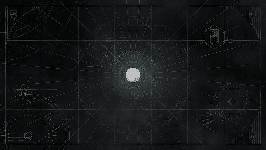 Destiny Traveler Blueprint Schematic with Celestial Geometry and Dark Technical Grid HD wallpaper