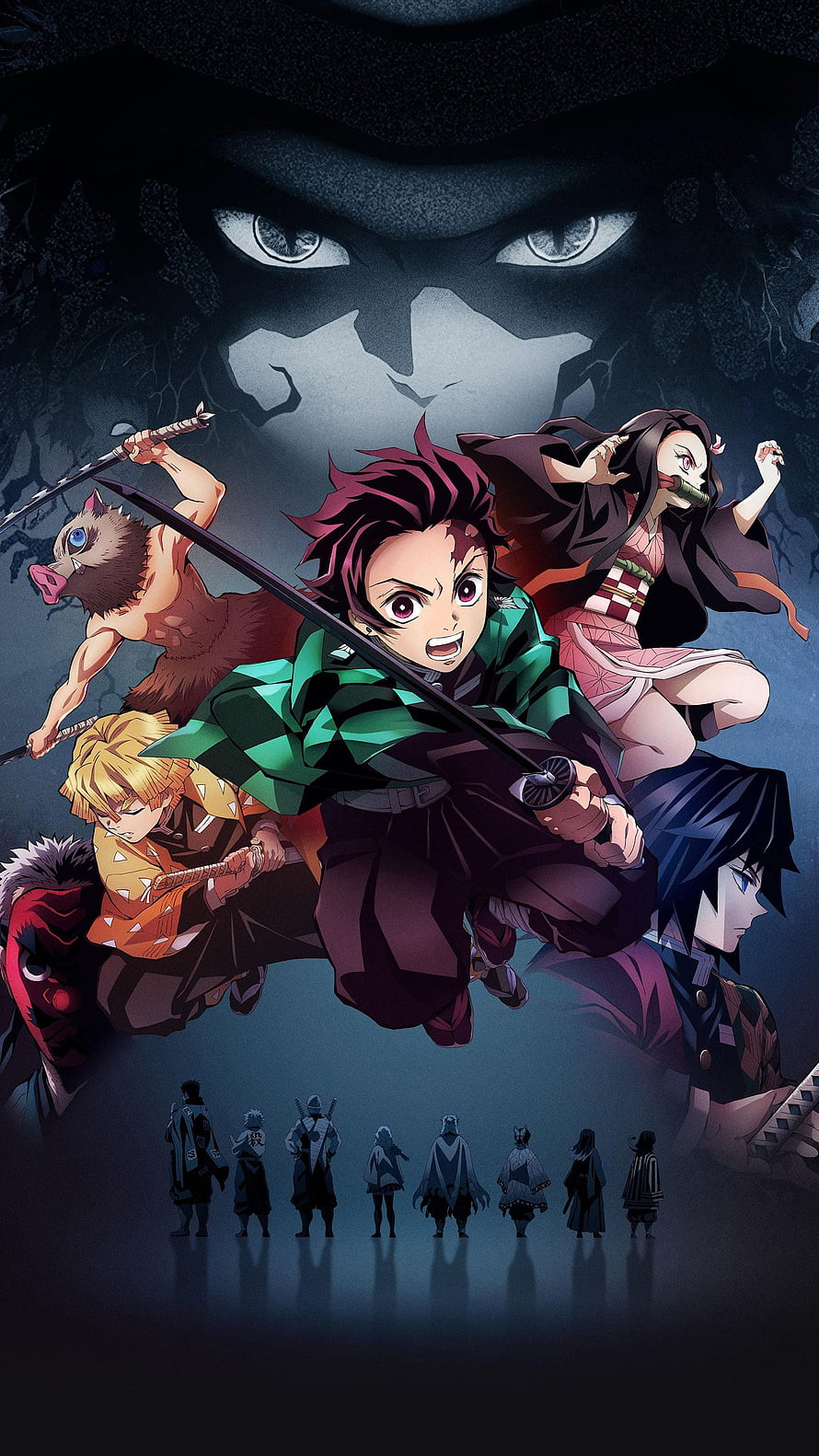 Demon Slayer Anime Key Visual Featuring Tanjiro Kamado and Demon Slayer Corps Members HD phone wallpaper