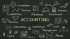 Accounting Business Concept Chalkboard with Finance and Economics Icons HD wallpaper