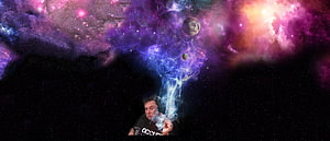 Elon Musk in Cosmic Nebula with Ethereal Smoke and Planets HD wallpaper