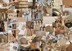 Warm Beige and Brown Aesthetic Collage with Vintage Lifestyle Elements HD wallpaper