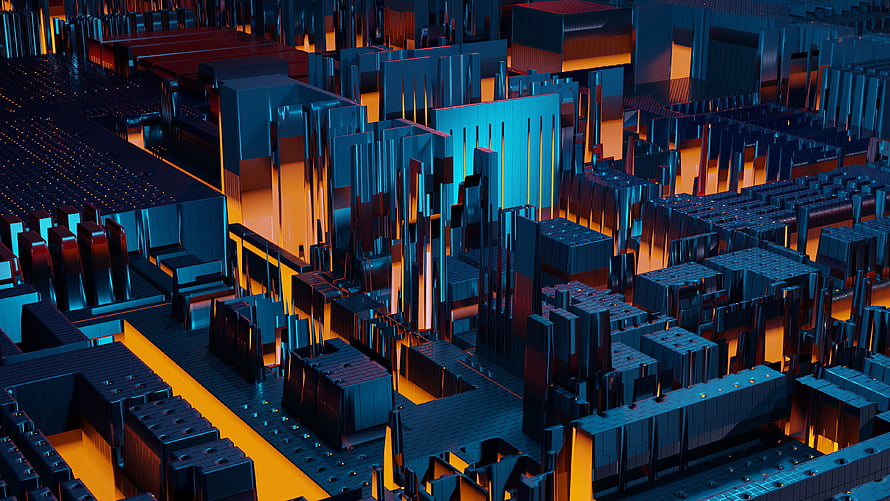 Worldboard City: Futuristic Cyberpunk Metropolis with Neon Blue and Orange Lighting HD wallpaper