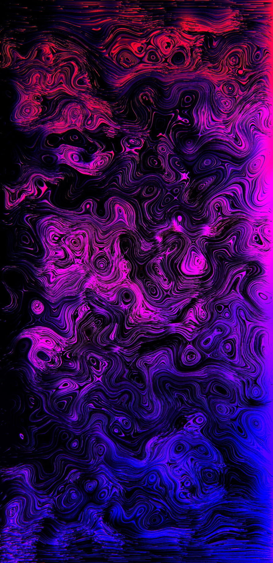 Vibrant Neon Swirl Abstract Digital Art with Glitch Texture and Dark Background HD phone wallpaper