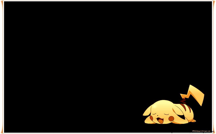Sleeping Pikachu on Black Background Minimalist Anime Wallpaper HD wallpaper