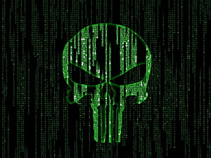 The Matrix Digital Rain Skull with Green Code on Black Background HD wallpaper