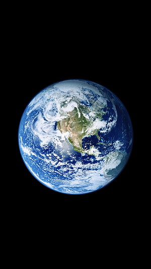 Full Earth Globe View From Space With North America And Swirling Clouds Against Black Void HD phone wallpaper