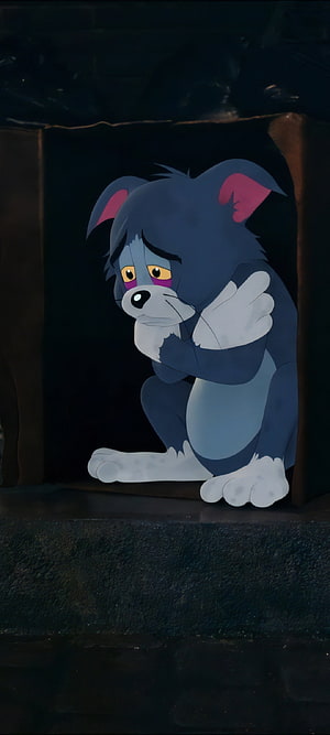 Sad Tom the Cat Crying in the Dark from Tom and Jerry Classic Animation HD phone wallpaper