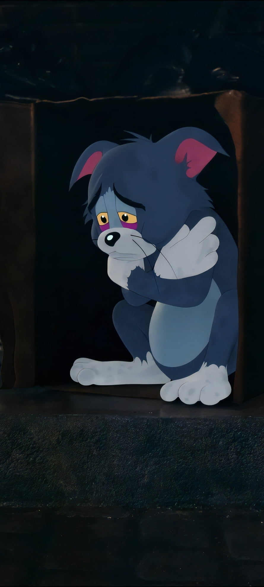 Sad Tom the Cat Crying in the Dark from Tom and Jerry Classic Animation HD phone wallpaper