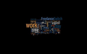 Freelance Work and Productivity Word Cloud on Black Background HD wallpaper