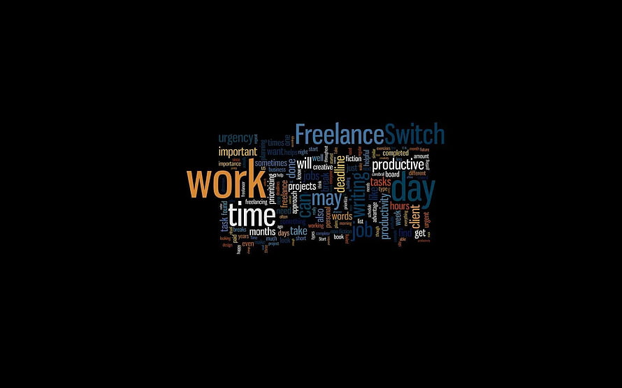 Freelance Work and Productivity Word Cloud on Black Background HD wallpaper