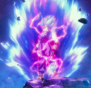Gohan Beast Black Gohan Anime Character with Purple Energy Aura and Lightning HD wallpaper