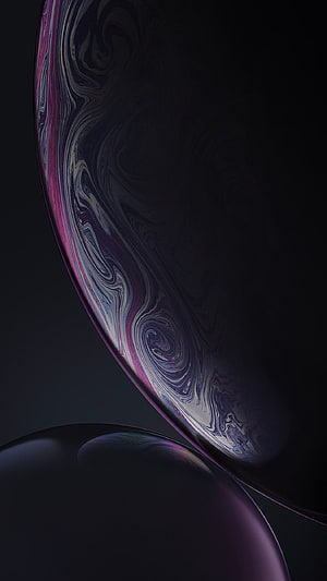 Dark Abstract Swirls with Iridescent Purple and Pink Accents on Black Background HD phone wallpaper