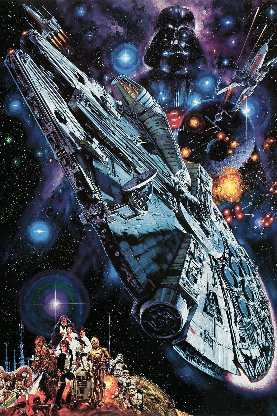 Star Wars Imperial Star Destroyer and Rebel Alliance Characters in Space Battle Scene HD phone wallpaper