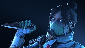 Apex Legends Wraith Heirloom Kunai Render with Glowing Eyes and Gas Mask HD wallpaper