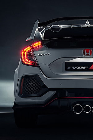 Rear Detail of Honda Civic Type R with Aggressive Spoiler and Quad Exhaust HD phone wallpaper