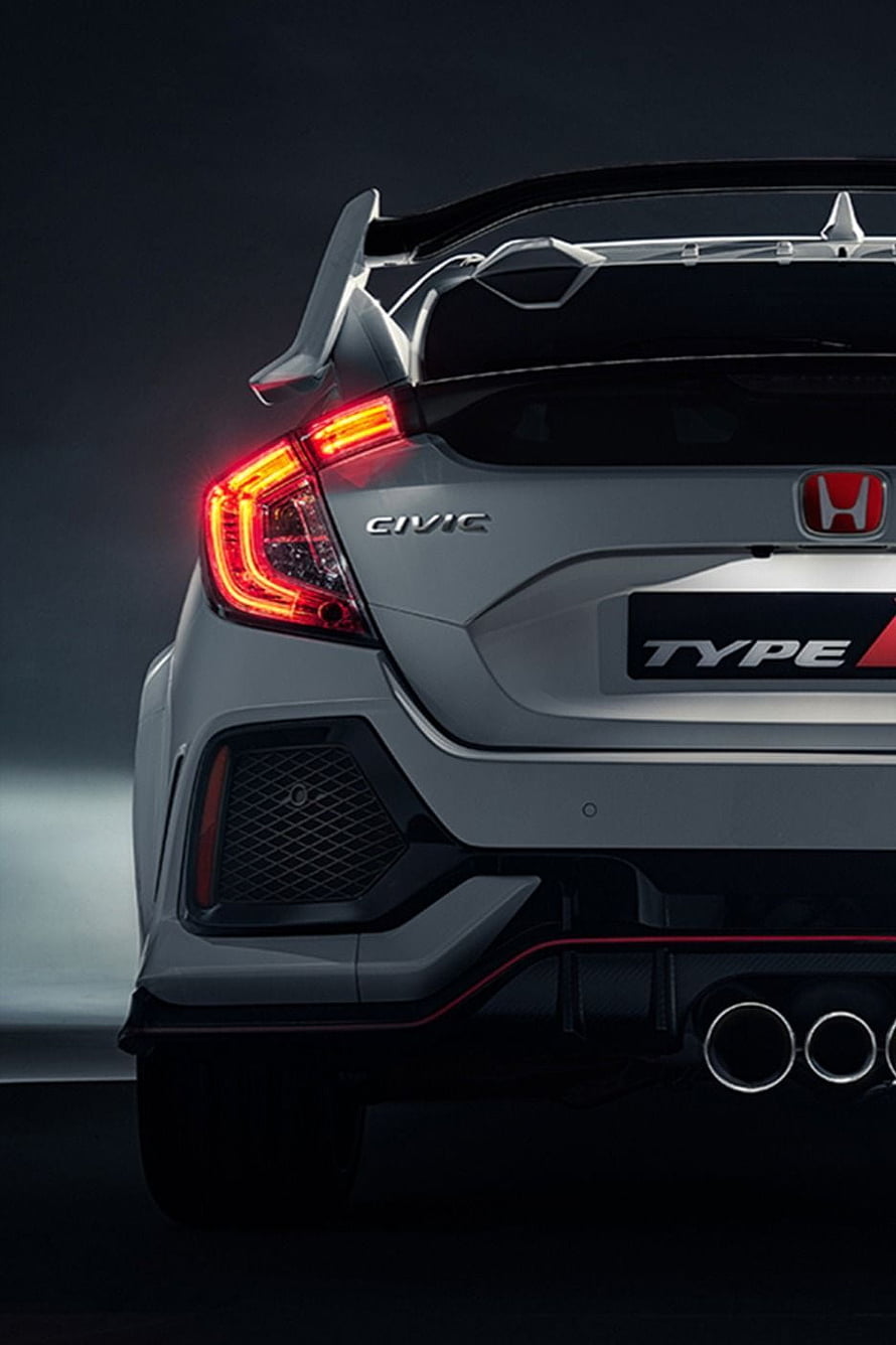 Rear Detail of Honda Civic Type R with Aggressive Spoiler and Quad Exhaust HD phone wallpaper