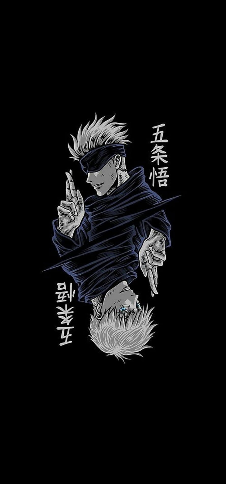 Gojo Satoru Jujutsu Kaisen Anime Character Illustration on Black Background HD phone wallpaper