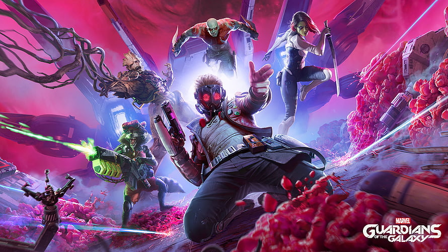 Marvel's Guardians of the Galaxy Team Action Artwork HD wallpaper