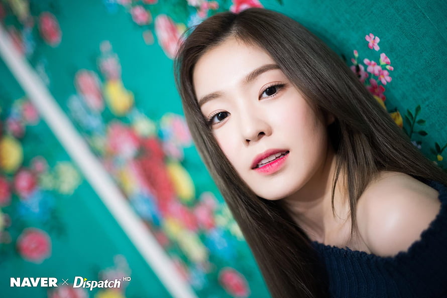 Irene of Red Velvet in a floral portrait with teal background and soft studio lighting HD wallpaper