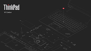 Lenovo ThinkPad X1 Carbon Exploded View Technical Blueprint on Dark Background HD wallpaper
