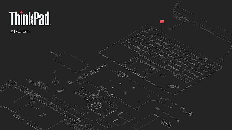 Lenovo ThinkPad X1 Carbon Exploded View Technical Blueprint on Dark Background HD wallpaper