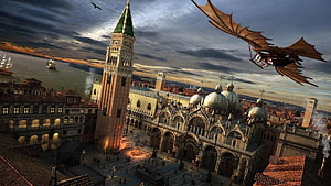 Ezio Auditore Soaring Over Florence in Assassin's Creed Concept Art HD wallpaper