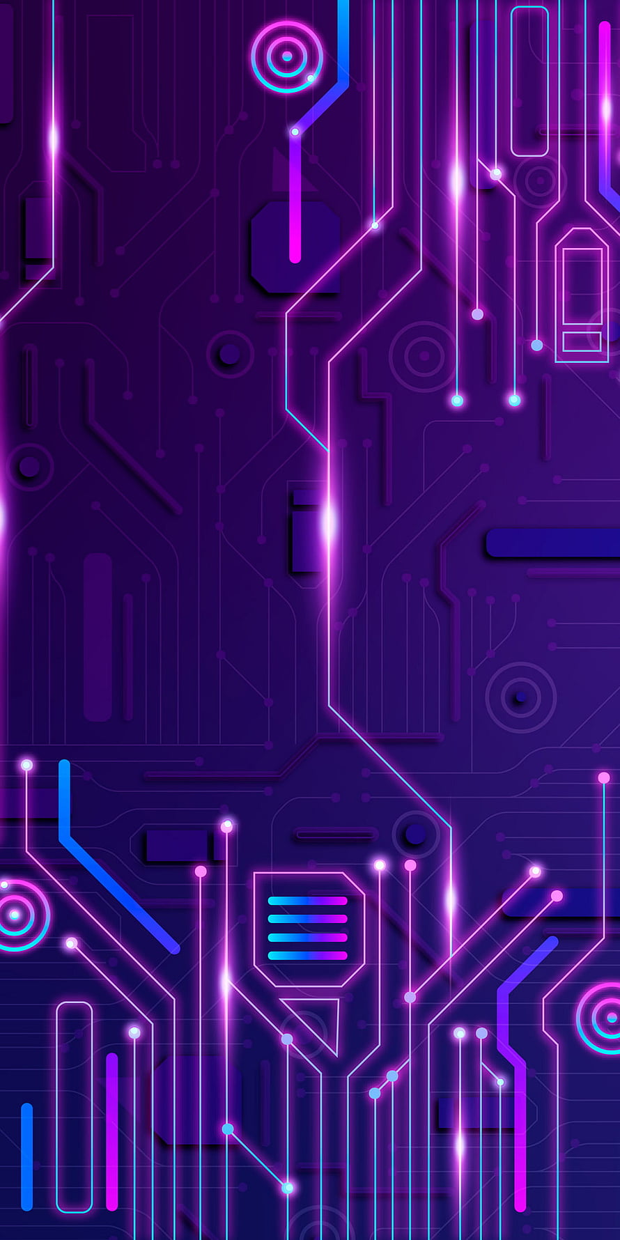Neon Circuit Board Technology Abstract Digital Art Wallpaper HD phone wallpaper