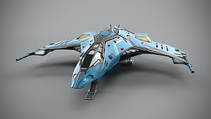 Eagle Mark II Spaceship from Elite Dangerous in Blue and Grey Concept Art HD wallpaper